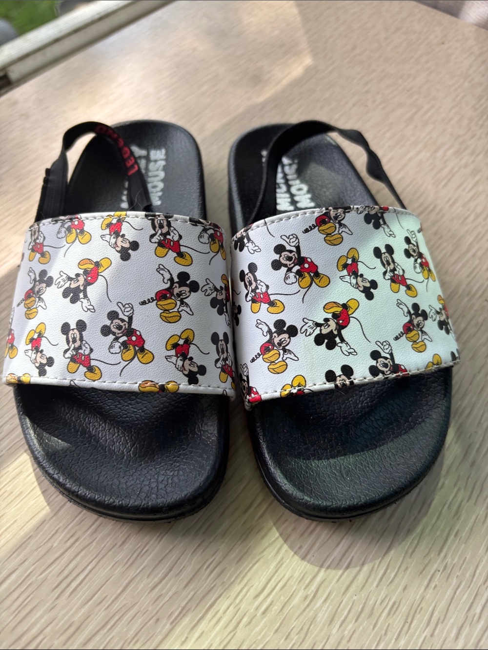 Disney Mickey Mouse Kids Slide Sandals - Black, White, Red & Yellow